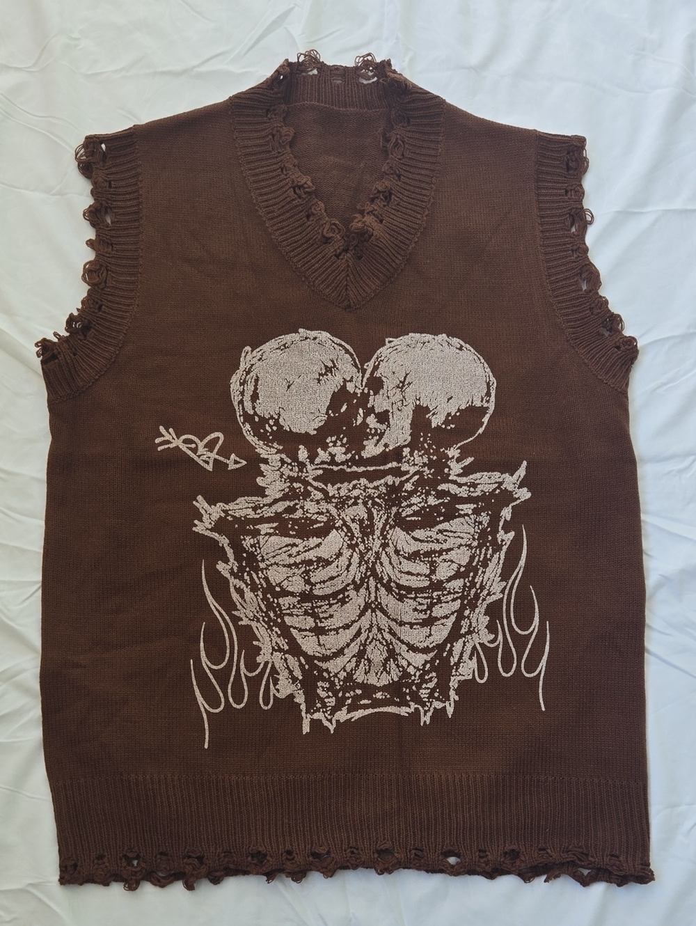 Men's Sleeveless Sweater With Skeleton Couple In Love On Front